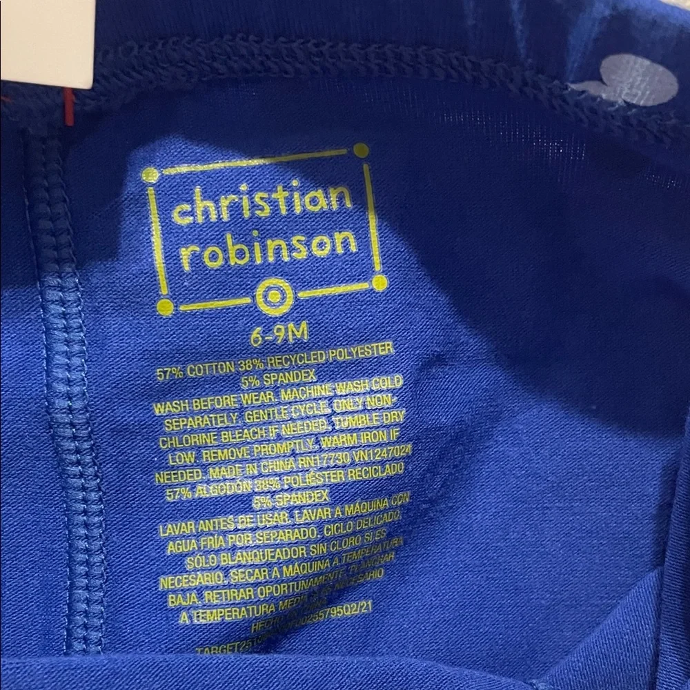 NWT Christian Robinson Kids Cream and Blue Matching Set Size 6-9 Month